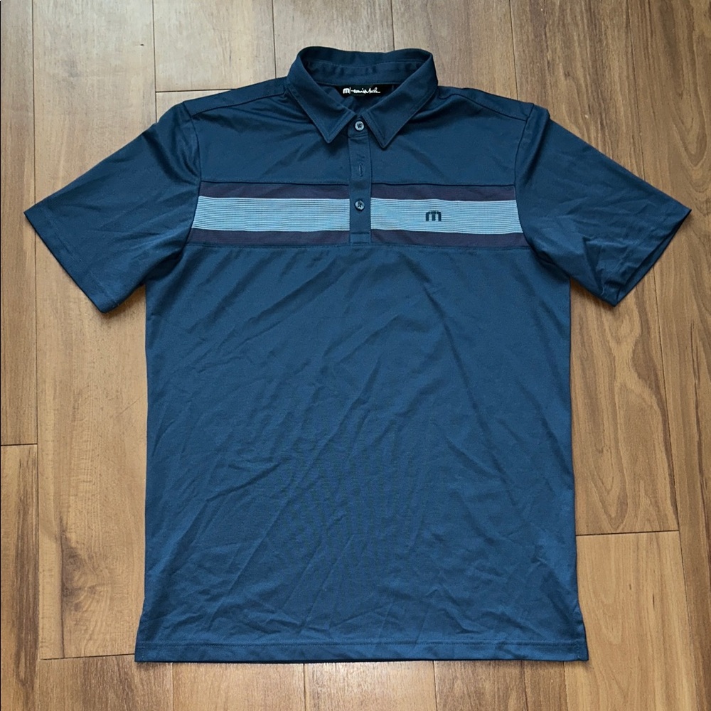 Travis Mathew Navy and Light Blue Polo Shirt